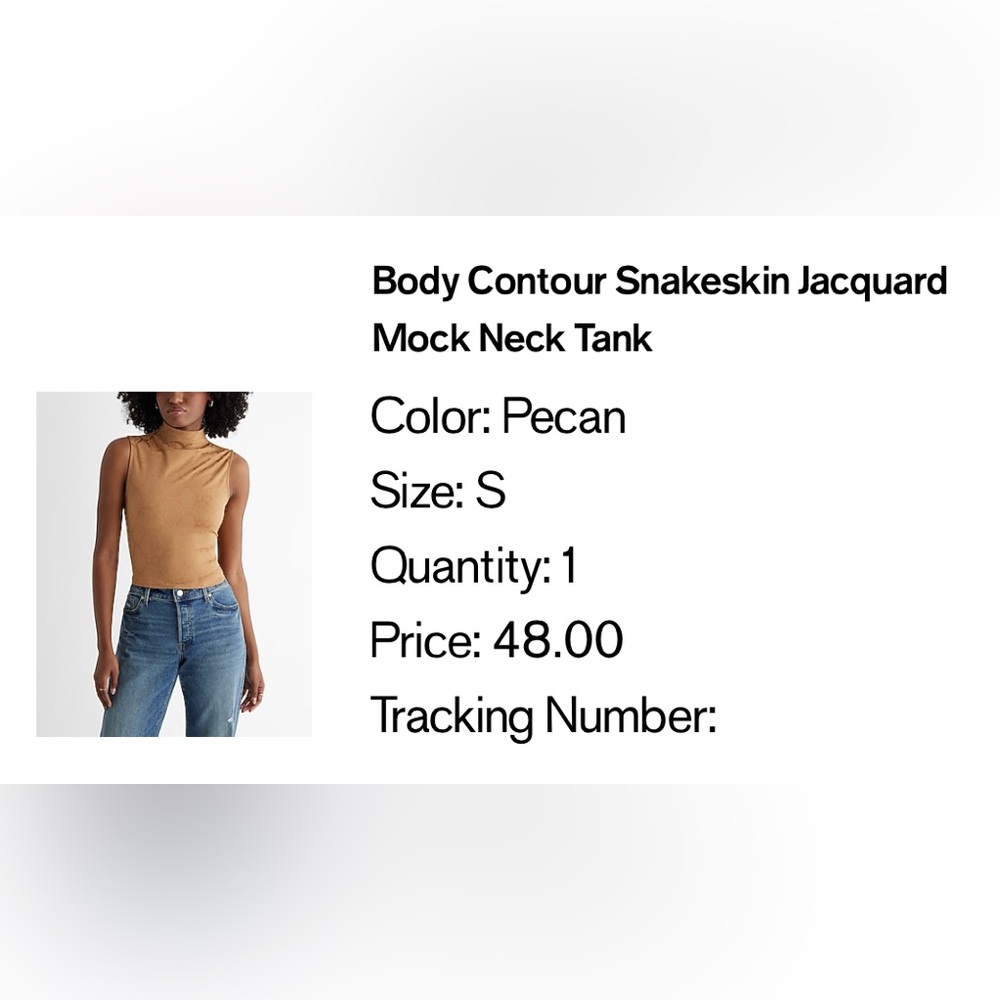 Express Body Contour Snakeskin Jacquard Mock Neck Top in Pecan Size Small - Picture 4 of 11